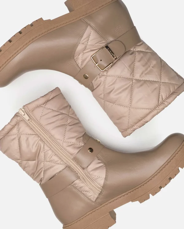 Yokono Flat Ankle Boot BERNA-003 Beige Flash Sale