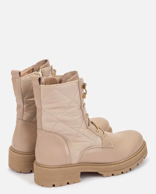 Yokono Flat Ankle Boots BERNA-007 Beige Flash Sale