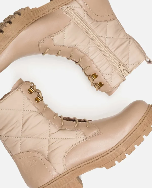 Yokono Flat Ankle Boots BERNA-007 Beige Flash Sale