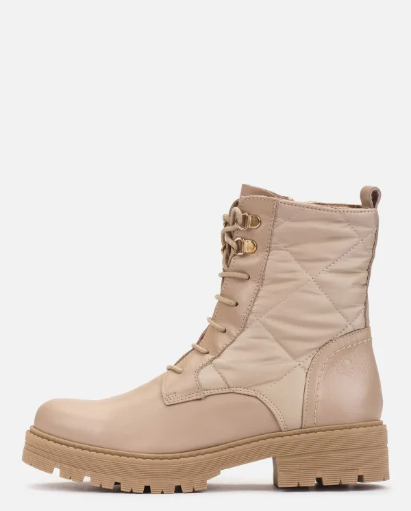 Yokono Flat Ankle Boots BERNA-007 Beige Flash Sale