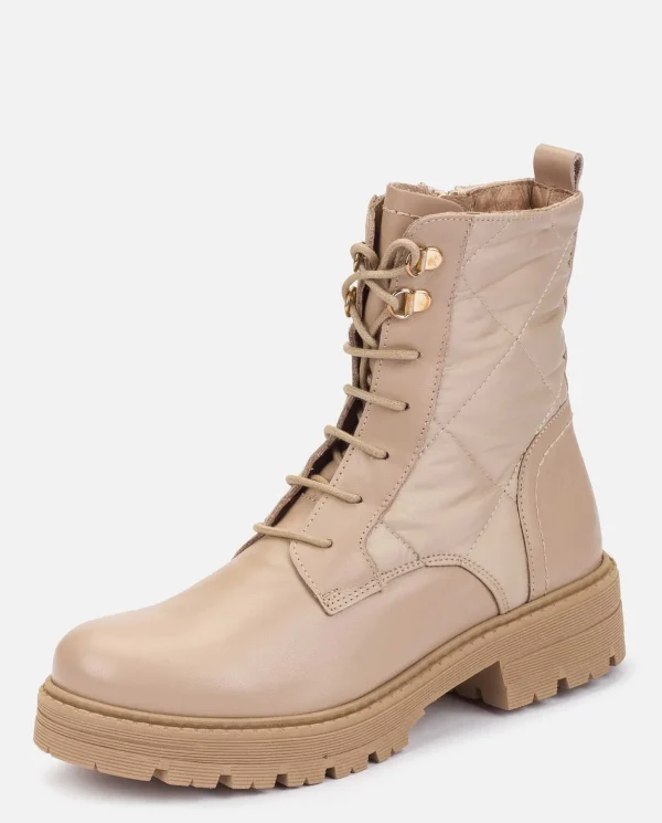 Yokono Flat Ankle Boots BERNA-007 Beige Flash Sale