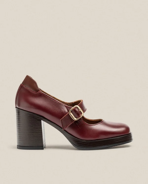 Yokono Heeled Shoe KOLIN-010 Burgundy Clearance