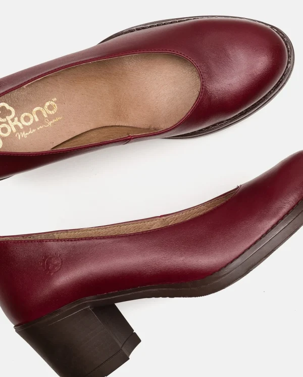 Yokono Heeled Shoe LILLE-007 Burgundy Hot