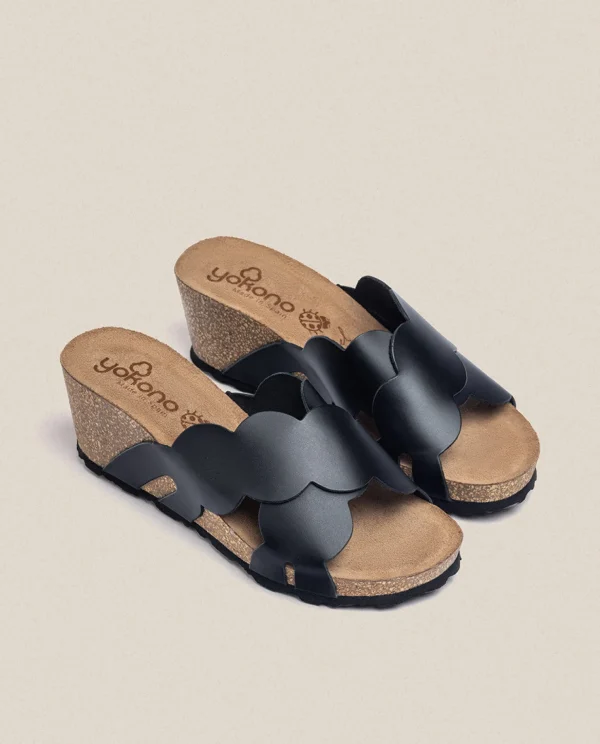 Yokono Wedge Sandal CADIZ-300 Black New