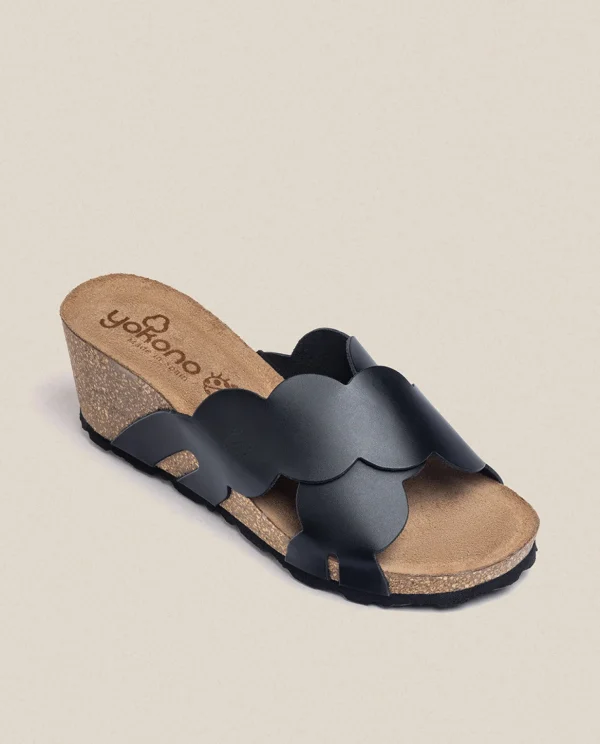 Yokono Wedge Sandal CADIZ-300 Black New