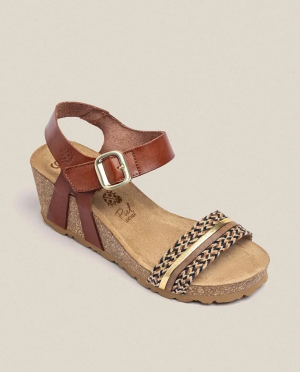 Yokono Wedge Sandal CADIZ-306 Brown Cheap