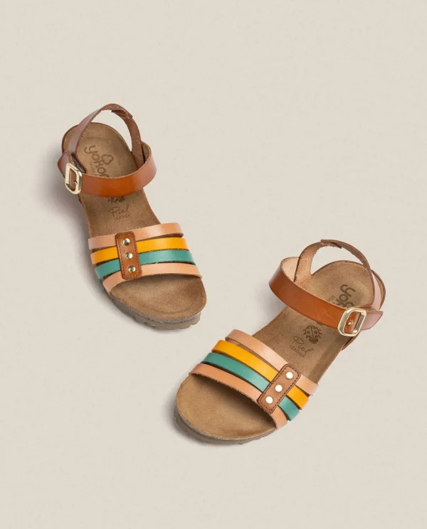 Yokono Wedge Sandal MONACO-051 Brown Clearance