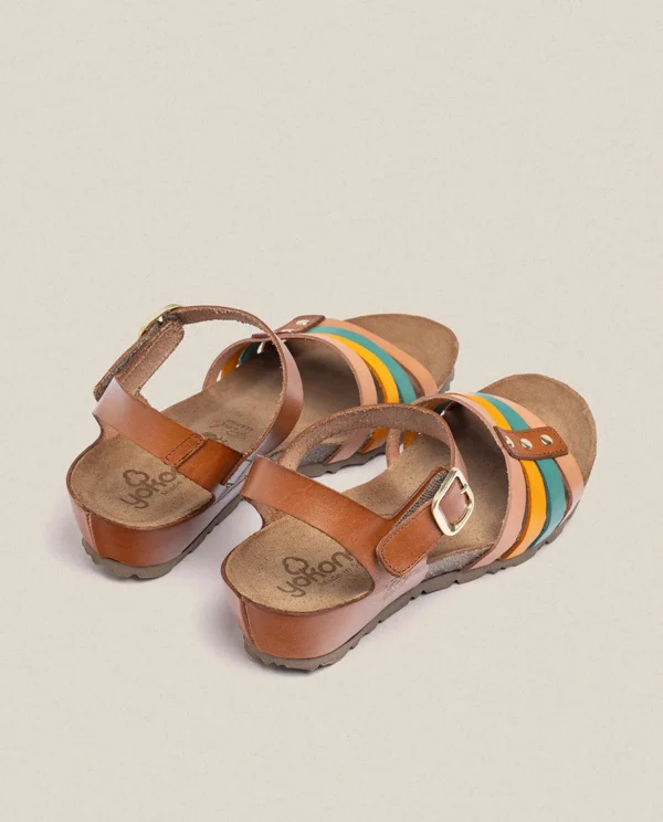 Yokono Wedge Sandal MONACO-051 Brown Clearance